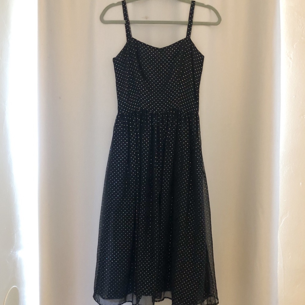 Black polka dot party dress